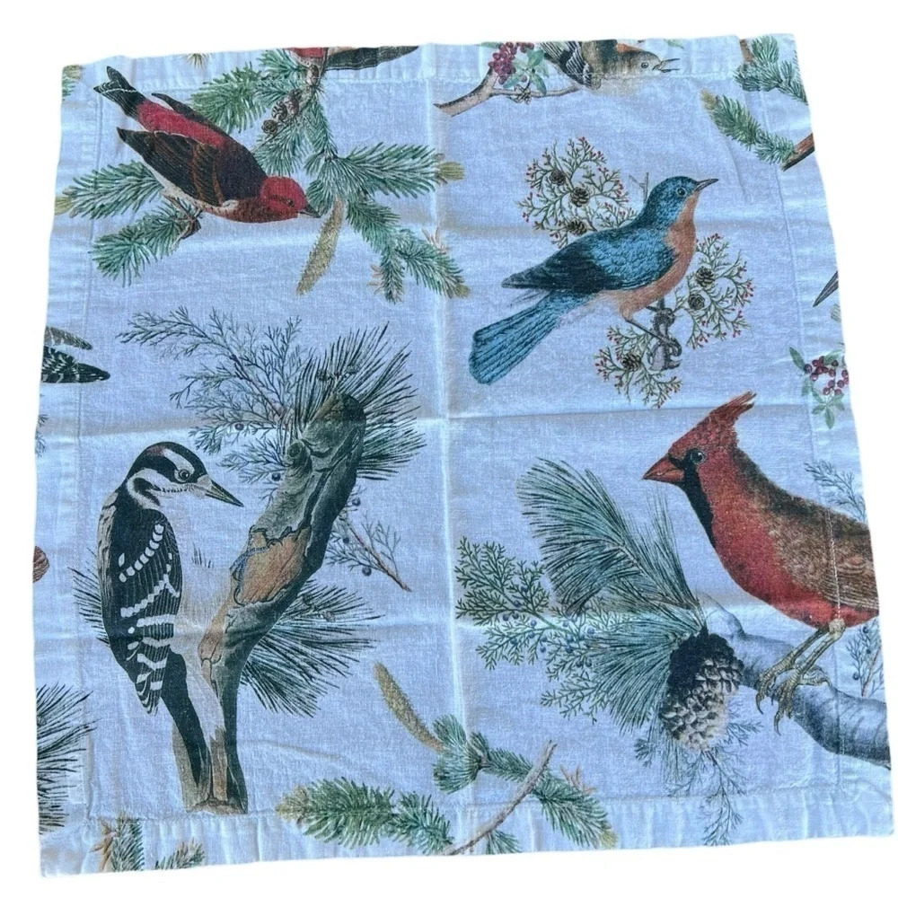 Pottery Barn Winter Fauna 9-Piece Table Linen Set Runner Napkins Cotton Linen
